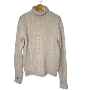 Oliver Spencer Wool Cable Knit Turtleneck Sweater Med Oatmeal